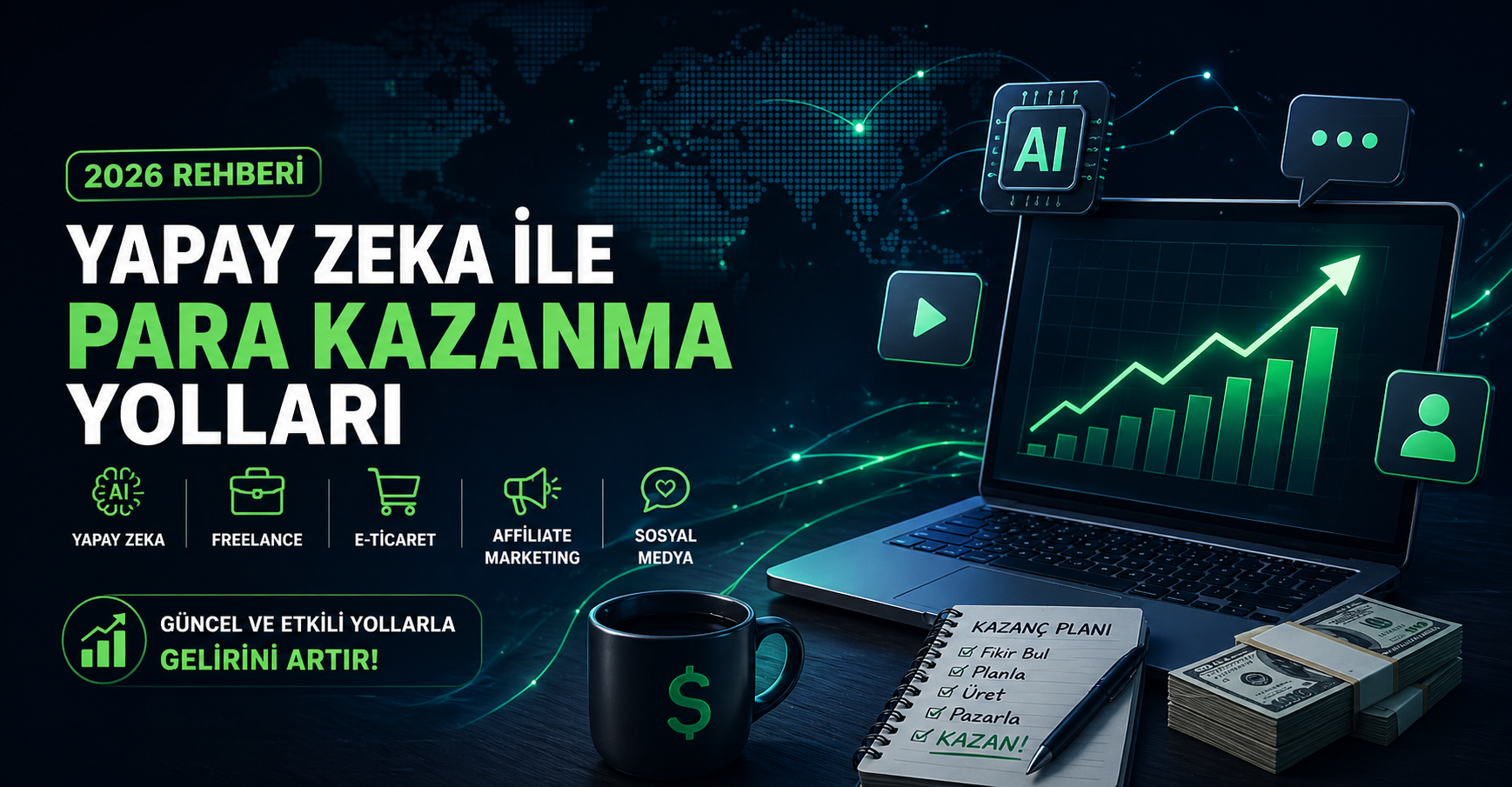 Yapay Zeka ile Para Kazanma Yolları (2026 Rehberi)