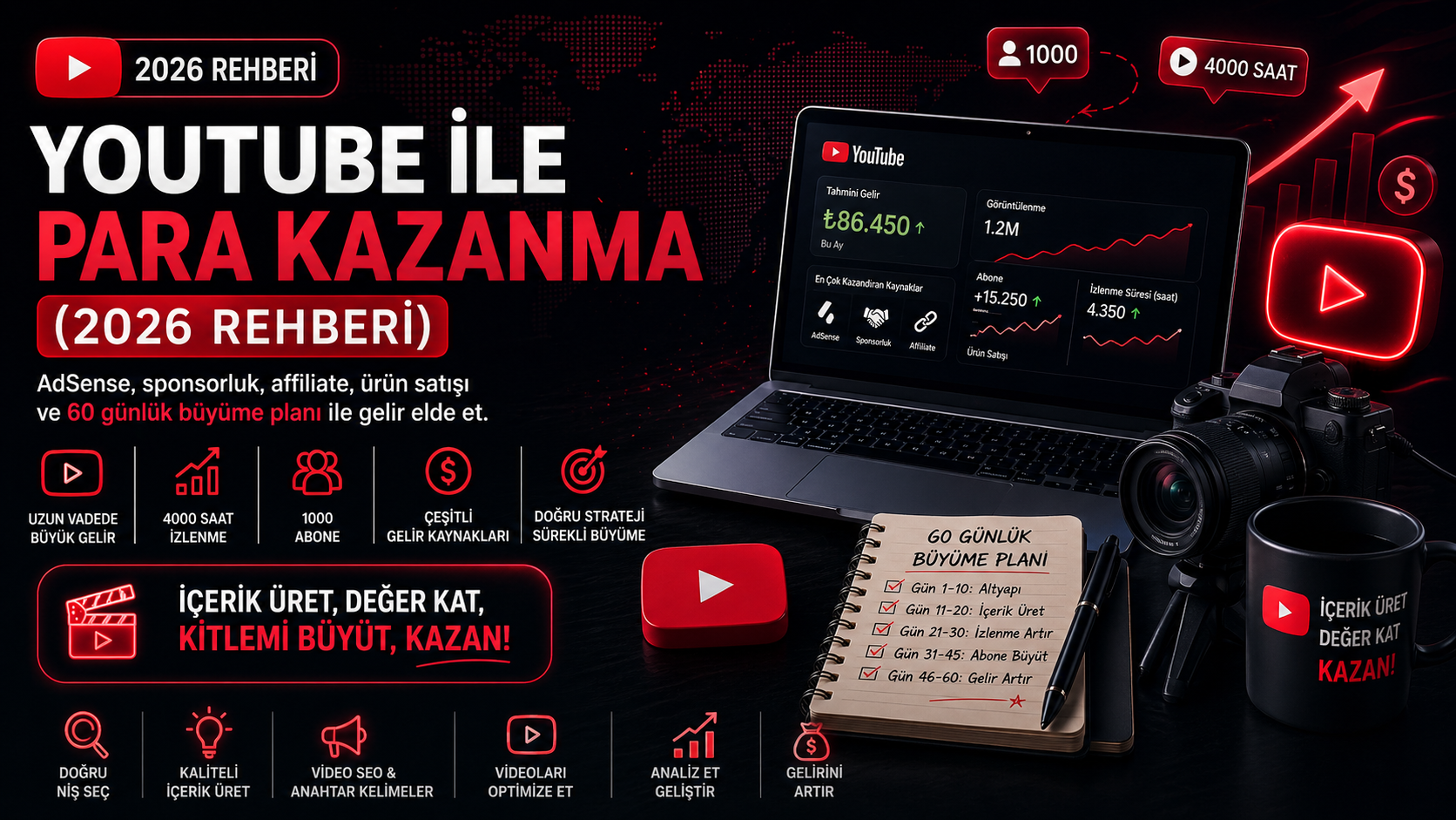 YouTube ile Para Kazanma (2026 Rehberi)